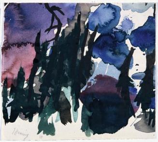 Gustav Hessing, Studie mit Bäumen, 1950, Deckfarben auf Papier, 21,5 x 24,5 cm, Belvedere, Wien ...