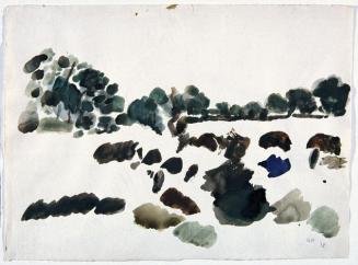 Gustav Hessing, Landschaft mit Büschen, 1978, Deckfarben auf Papier, 28 x 38,5 cm, Belvedere, W ...