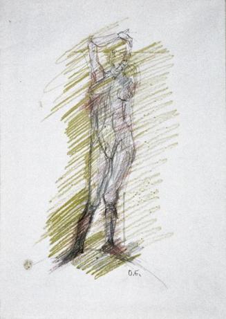 Otto Eder, Weiblicher Akt, 1945/1955, Bleistift und Buntstifte auf Papier, 32,5 x 23 cm, Belved ...