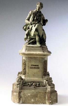 Rudolf Emanuel Ritter von Weyr, Der Dramatiker Ferdinand Raimund, 1890/1892, Gips, Figur grünli ...