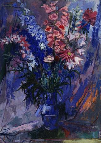 Maximilian Florian, Blauer Krug mit Blumen, 1961, Öl auf Leinwand, 120,3 x 85,3 cm, Artothek de ...
