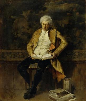 Karl Mayr-Graz, Der Leser, undatiert, Öl auf Holz, 22 x 18,5 cm, Belvedere, Wien, Inv.-Nr. 4051