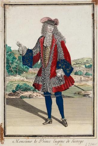Jean Mariette, Prinz Eugen Franz von Savoyen, um 1700, Kupferstich, koloriert, 30 x 19,7 cm, Be ...