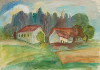 Anny Dollschein, Häuser, nach 1938, Aquarell, 43,7 × 57,7 cm, Belvedere, Wien, Inv.-Nr. 11046/2 ...
