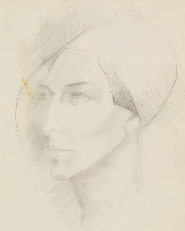 Anny Dollschein, Selbstbildnis, undatiert, Zeichnung, 25 × 20 cm, Belvedere, Wien, Inv.-Nr.  11 ...