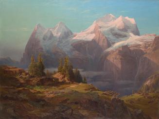 Anton Hansch, Wengeralpe im Berner Oberland (Jungfrau und Mönch),1853, Öl auf Leinwand, 140 x 1 ...