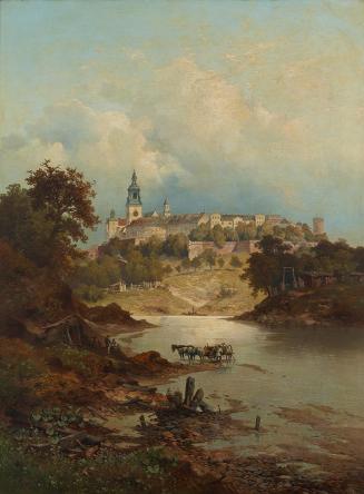 Carl Hasch, Ansicht einer Stadt an einem Fluss, um 1884, Öl auf Leinwand, 127 × 95,5 cm, Dauerl ...