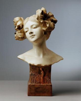 Simon Montenave, Dame mit Lilien, um 1900, Gips, getönt, H: 63 cm, Belvedere, Wien, Inv.-Nr. 62 ...