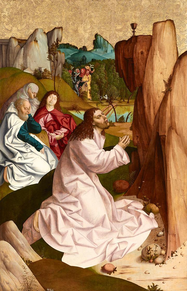 Rueland Frueauf d. Ä., Christus am Ölberg, um 1490/1491, Malerei auf Fichtenholz, 209,6 × 134 c ...