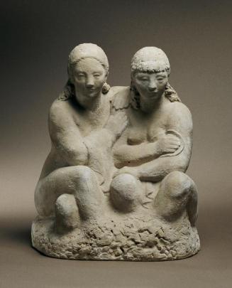 Lothar Otto, Zwei sitzende Mädchen, Englischer Zement, H: 48 cm, Belvedere, Wien, Inv.-Nr. 3943