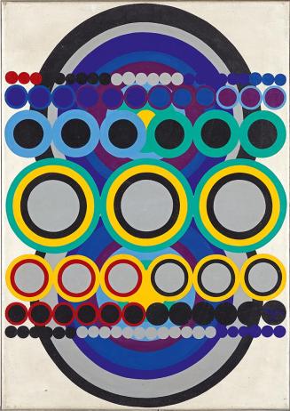 Hermann Painitz, Aus Elementen zusammengesetzte Form, um 1967, Acryl auf Leinwand, 86 × 60,5 cm ...