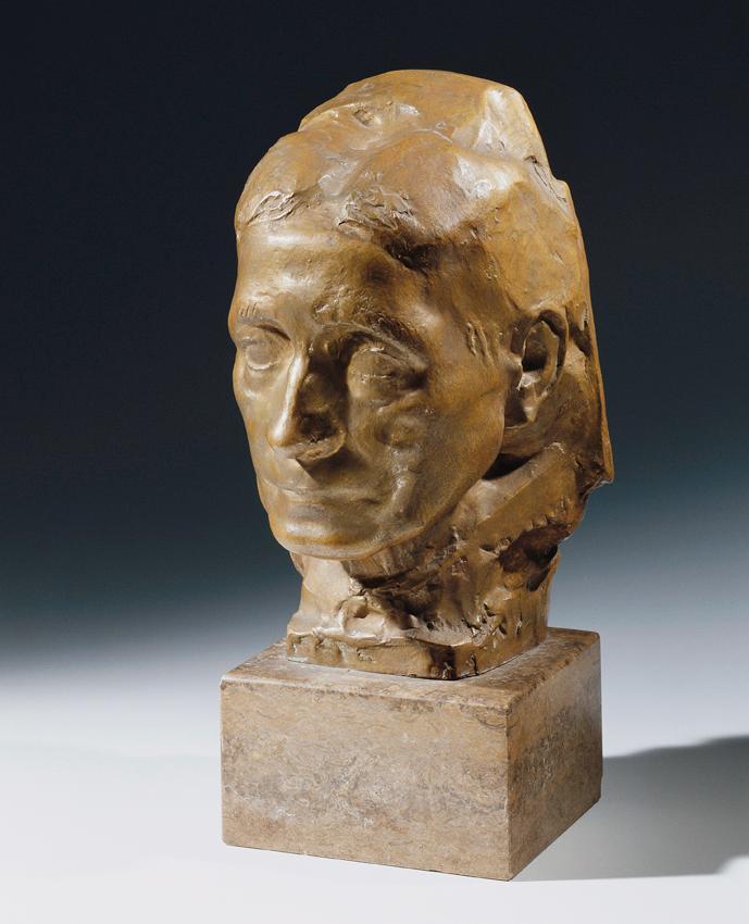 Richard Scheibe, Kopf der Großmutter, 1933, Bronzeguss, goldfarben, H: 25 cm, Belvedere, Wien,  ...