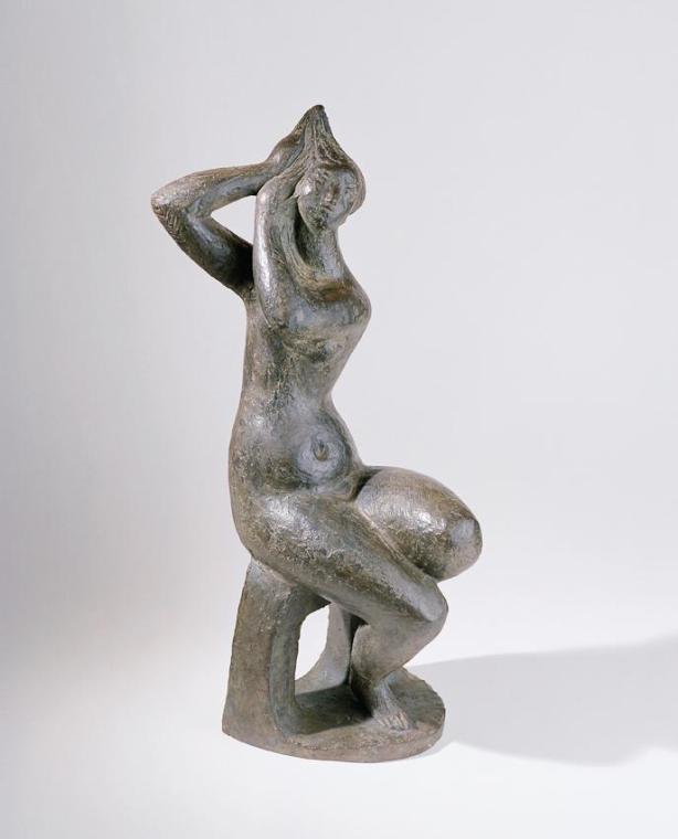 Hans Pontiller, Bei der Toilette, 1955, Bronze, H: 43 cm, Belvedere, Wien, Inv.-Nr. 8820