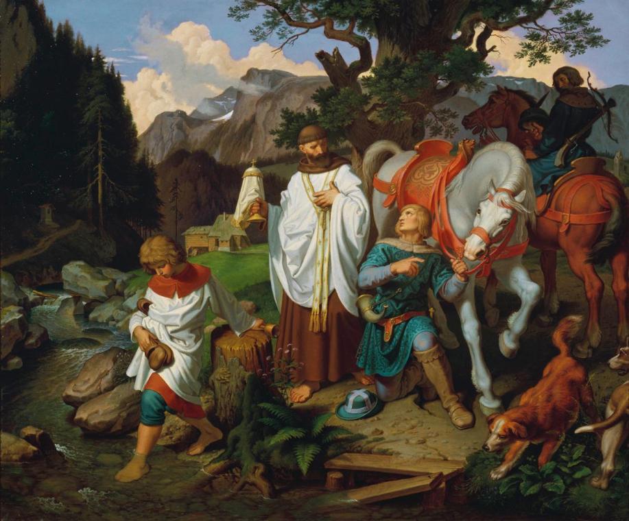 Joseph von Führich, Rudolf von Habsburg und der Priester, 1870, Öl auf Leinwand, 111 x 135 cm,  ...
