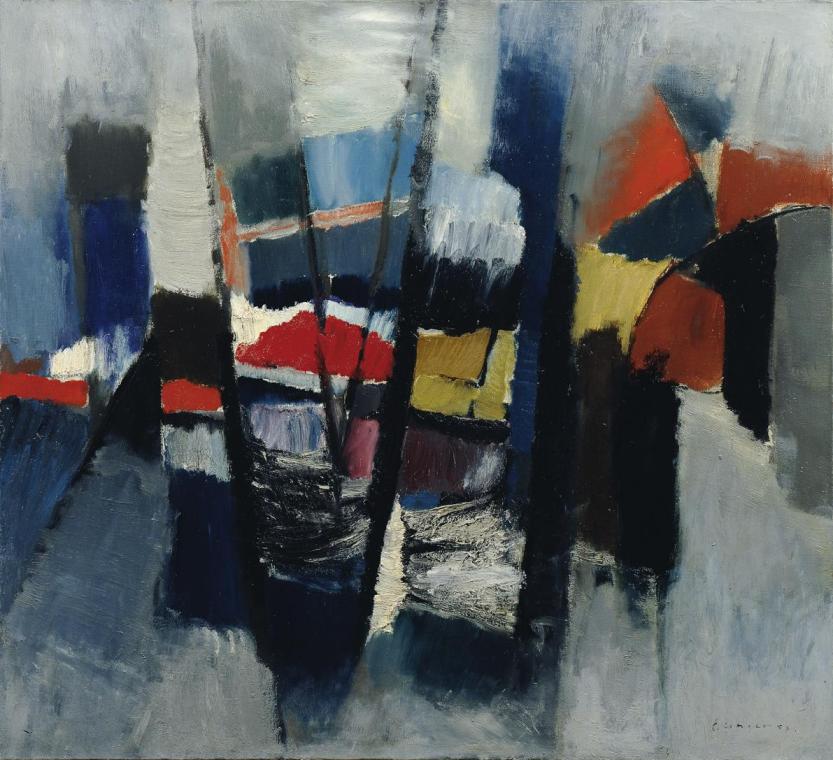 Carl Unger, Hafen von Sanary, 1957, Öl auf Leinwand, 91 x 100 cm, 1969 Artothek des Bundes, Dau ...