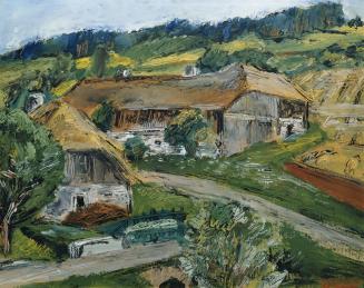 Franz von Zülow, Landschaft, 1934, Öl auf Karton, 49 x 61 cm, Belvedere, Wien, Inv.-Nr. 3210