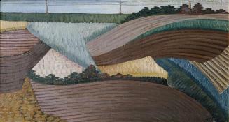 Theodor Fried, Landschaft mit Äckern, undatiert, Öl auf Holz, 29,5 × 55,5 cm, Belvedere, Wien,  ...