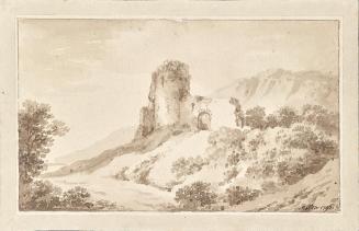 Martin von Molitor, Landschaft mit Ruine, 1796, Sepia-Aquarell auf Papier, 13,5 × 21,5 cm, Belv ...