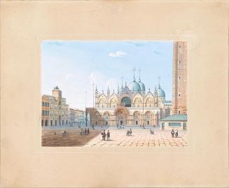 Ludwig Johann Passini, Basilica San Marco mit Markusplatz, um 1850, Aquarell auf Papier, 23,2 × ...
