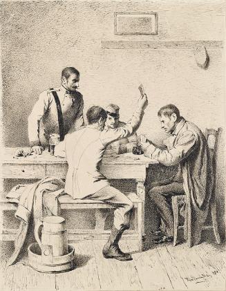 Friedrich Friedländer Ritter von Malheim, Soldaten beim Kartenspiel, 1880, Tusche in Feder auf  ...
