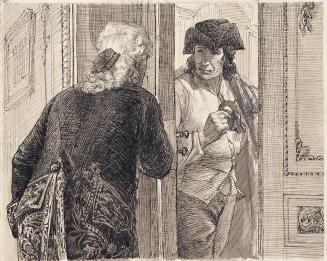 Joseph Eugen Hörwarter, Zwei Männer im Rokoko-Kostüm, um 1890/1900, Tusche auf Papier, 13,7 × 1 ...