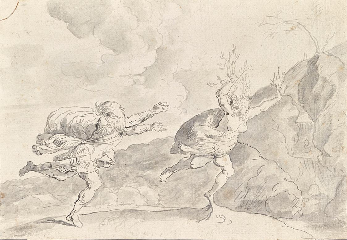 Daphnes Verwandlung in einen Lorbeerbaum, 1750/1800, Tusche, laviert auf Papier, 16 × 22,8 cm,  ...
