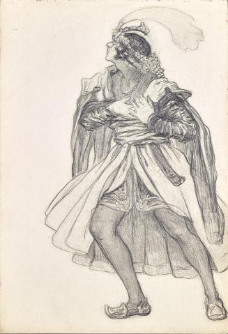 Franz Bauer, Morgenländischer Prinz in Anbetungspose, um 1900, Bleistift auf Papier, 24,8 × 17  ...