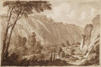 Unbekannter Künstler, Blick auf die Villa Maecenas, 1775/1785, Braune Feder laviert auf Papier, ...