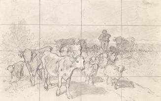 Conrad Bühlmayer, Herde mit Hirten, um 1860/1880, Bleistift auf Papier, 18,2 × 29 cm, Belvedere ...