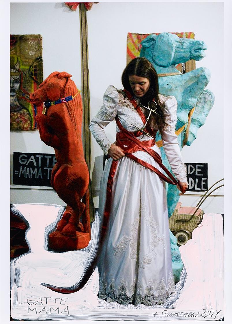 Elisabeth von Samsonow, GATTE MAMA, 2011, Acrylfarbe auf Fotografie, 59,8 × 40,1 cm, Belvedere, ...