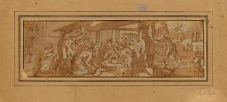 Anbetung der Hirten, 17. Jahrhundert, Feder laviert auf Papier, 12,2 × 26,7 cm, Belvedere, Wien ...